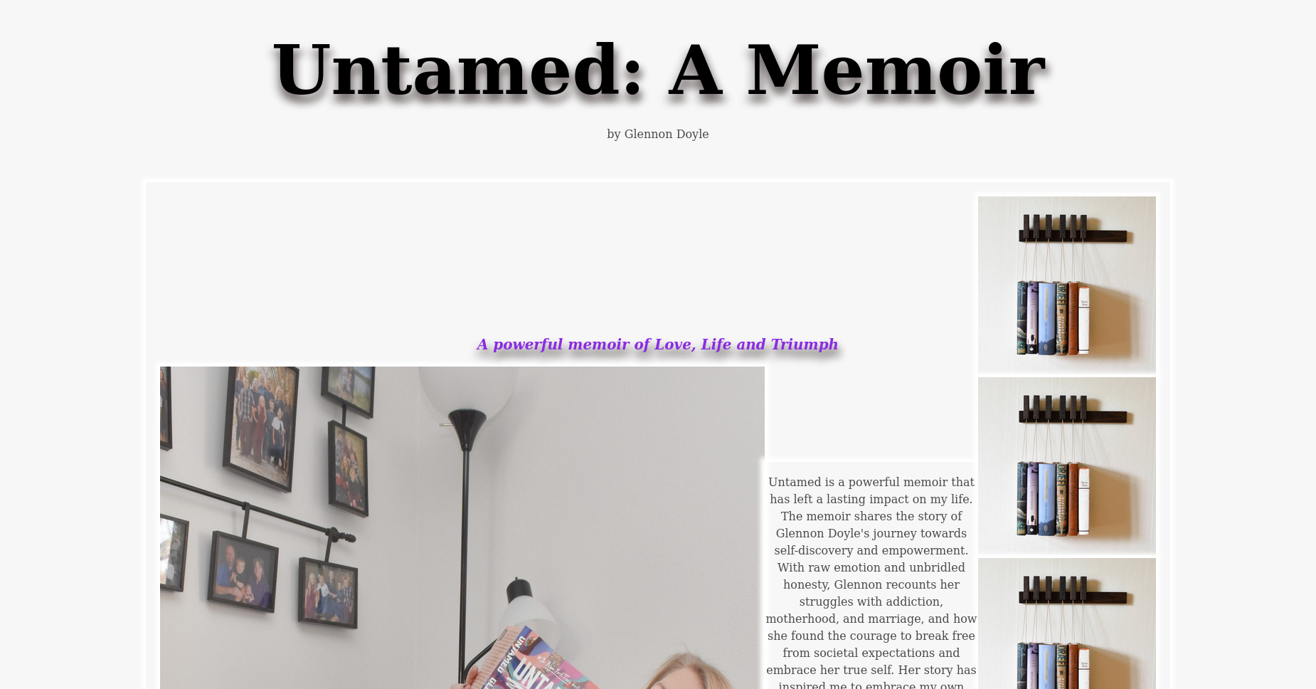 untamed: memoir landing page